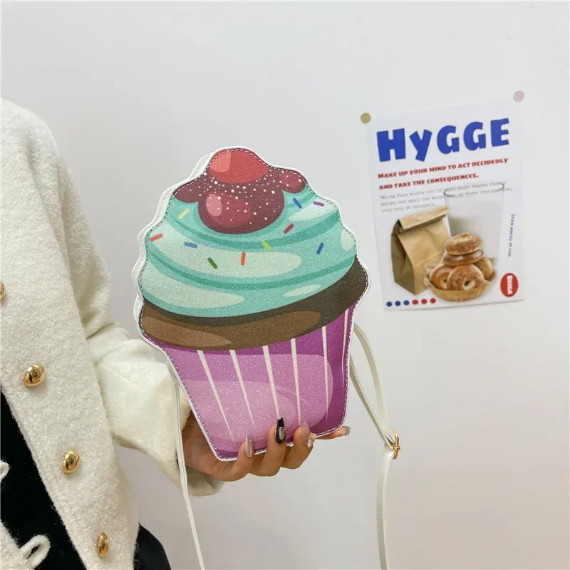 

Cartoon Sweet Girl Funny Cake Print Small round Crossbody Bag One Shoulder Personality Women's Handbag