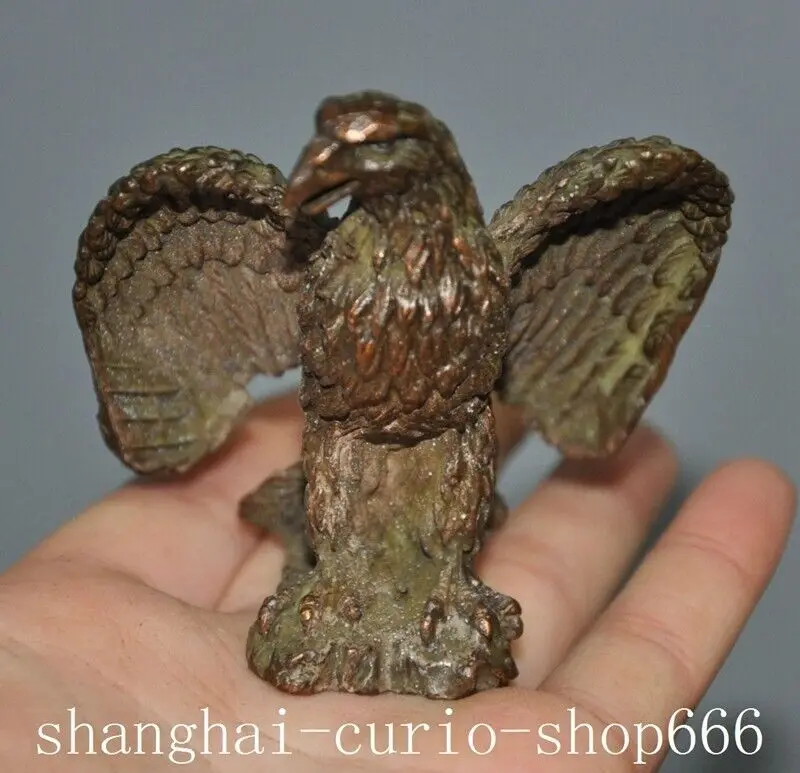 

2.8 inch vintage ancient Chinese bronze feng shui animal fortune eagle bird sculpture statue - Early Natural materials