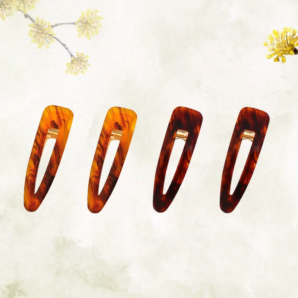 

4 pcs Vintage Hairpin Tortoiseshell Clip Barrettes Women Amber Retro Hair Accessories Water Daily Party Suitable