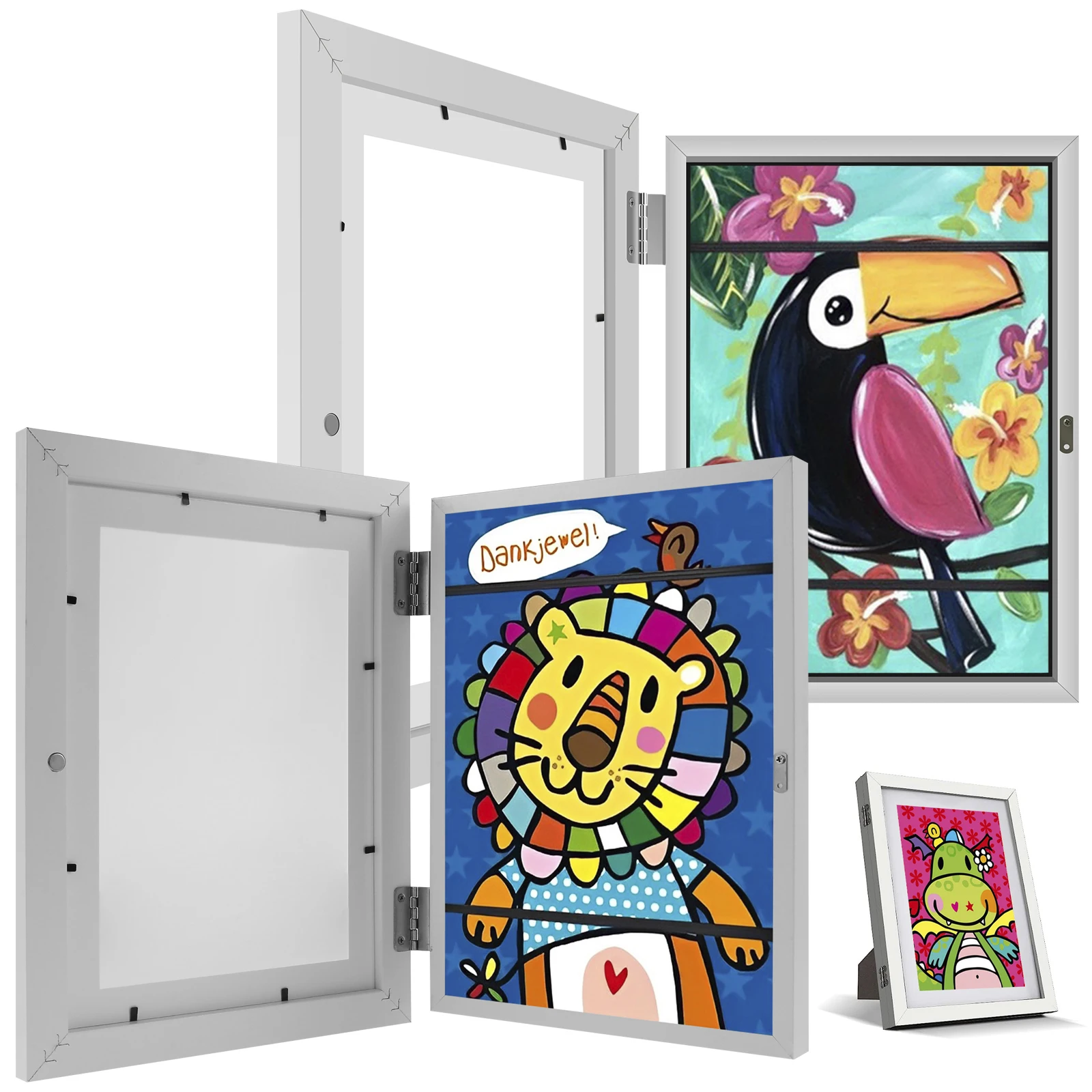 

Kids Art Frames 11.8x8.3inch Front Loading Picture Frame Artwork Display Storage Frame Wall Hold up to 150 Artworks Crafts Draw