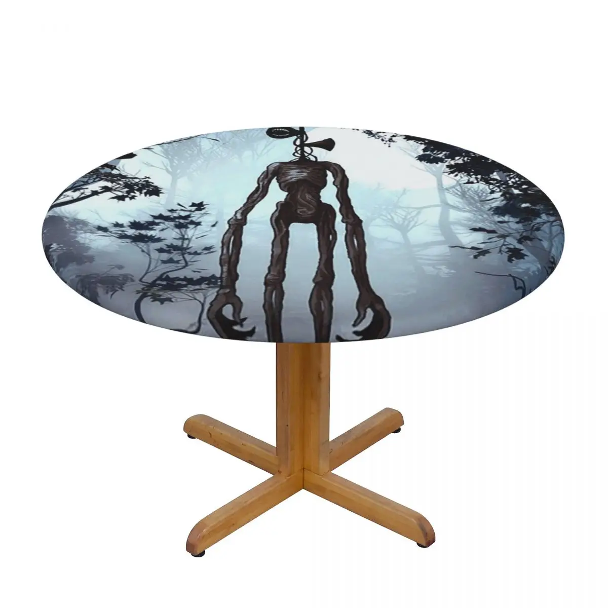 Siren Head In Dark Forest Waterproof Round Tablecloth Oilproof Table Cloth for Kitchen Events Dining Table Cover