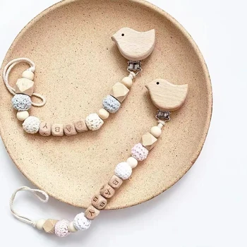INS Nordic Baby Schnuller Clip Personalisieren Name Benutzerdefinierte Vogel Dummy Nippel Halter Kette Schnuller Kauen Spielzeug Beißring Babys Zubehör