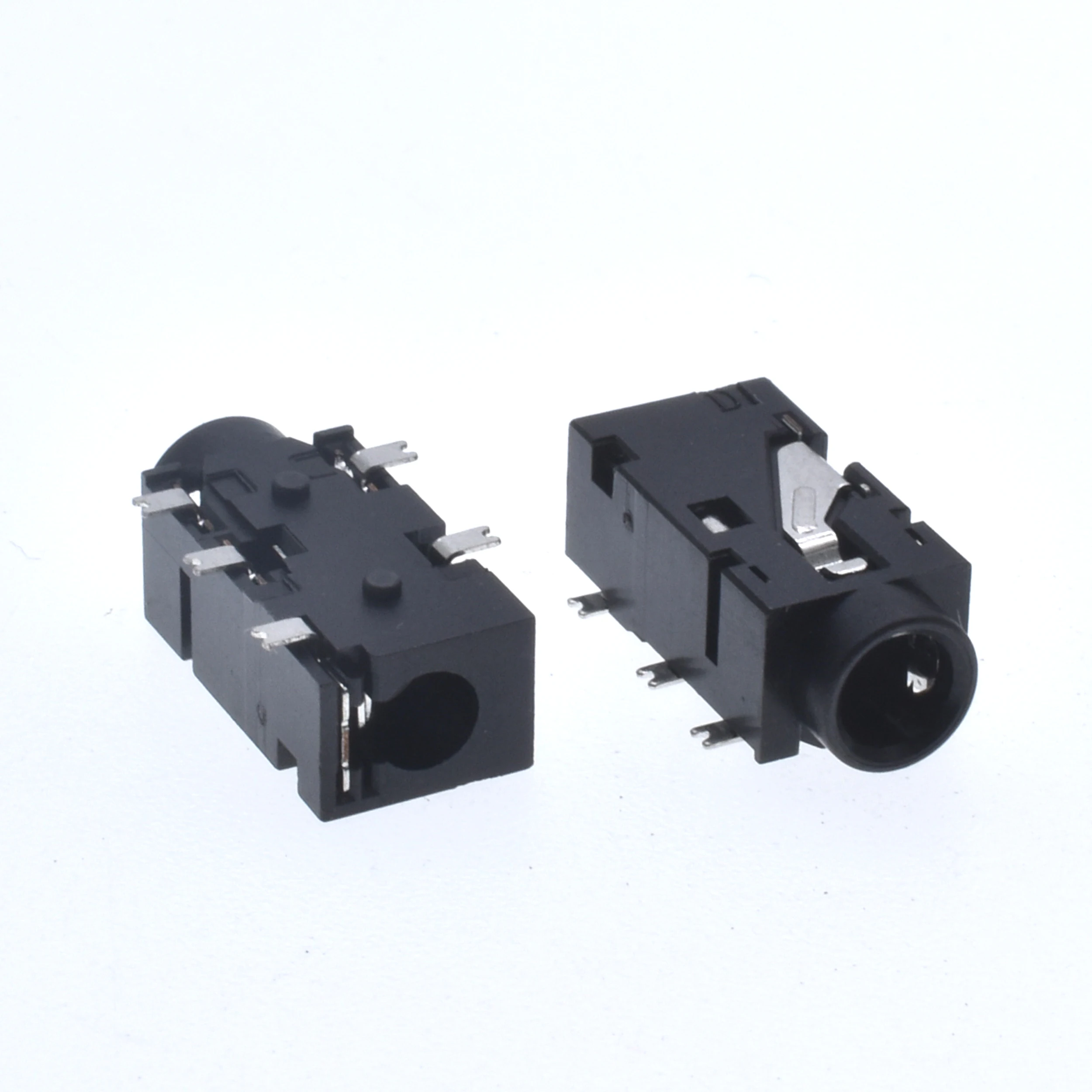 10Pcs PJ-327F audio socket patch,  5-pin, 4-section dual channel headphone socket, 3.5MM caliber headphone jack holder Black