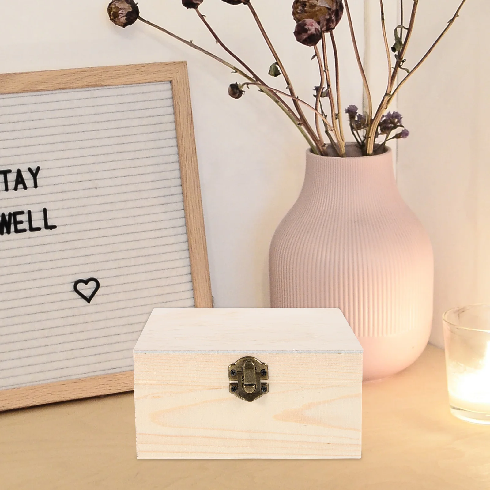 Solid Wood Jewelry Box Pine Mirror Multi-Functional Organizer Storage Case for Rings Earrings Necklaces Rustic Treasure Chest