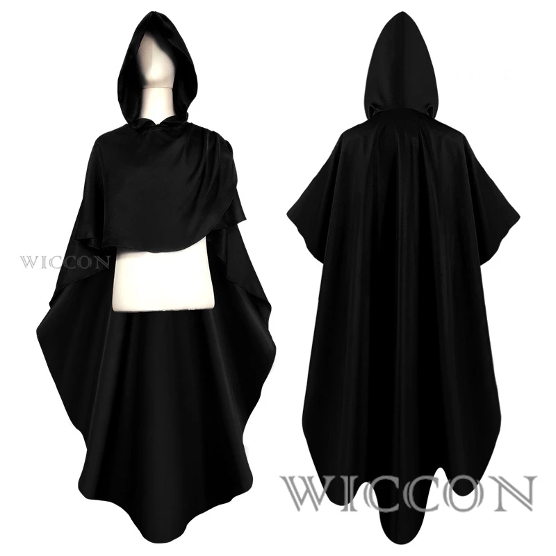 

Medieval Knight Hooded Long Cloak For Adult Cosplay Costume Halloween Cape Horror Wizard Robe Halloween Cocktail Party Costumes