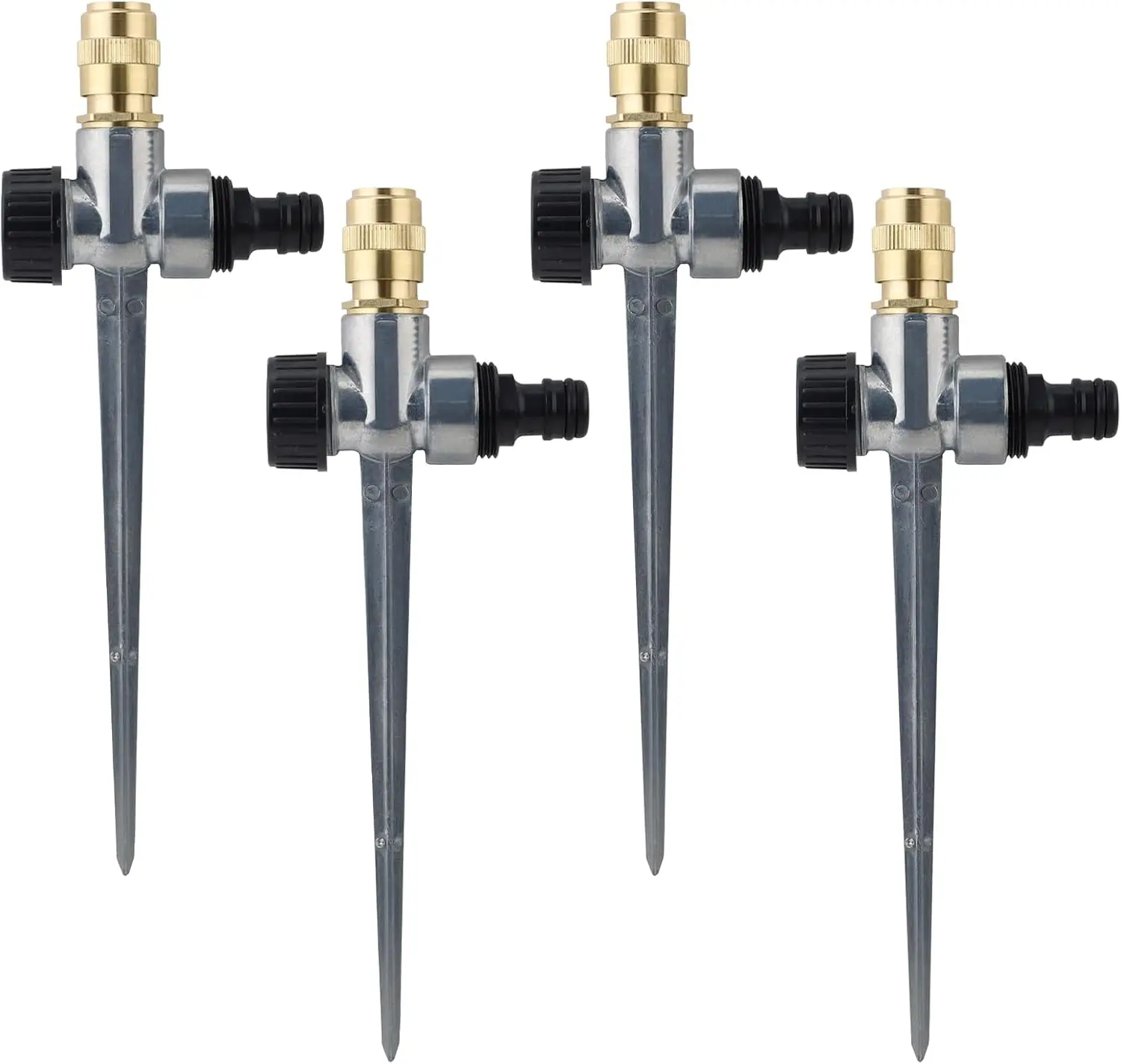 4 Pack Brass Adjustable Atomizing Sprinklers for Yard with Alloy Spike Base & Sealant Tape, 360° Coverage Automatic Garden Water