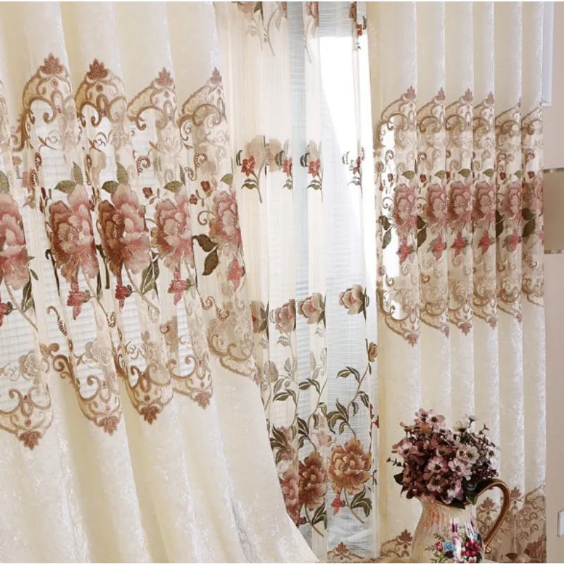 European Style Embroidery Luxury Gauze Curtains Living Room Bedroom Balcony Decorative Curtains