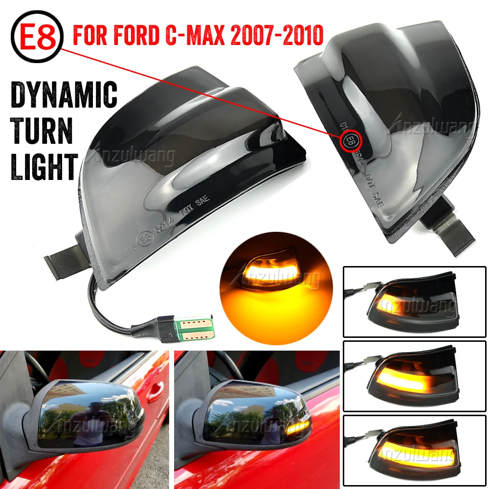 For FORD Focus 2 MK2 2004-2008 C-MAX Dynamic Turn Signal Light Car Rear View Mirror LED Indicator Blinker