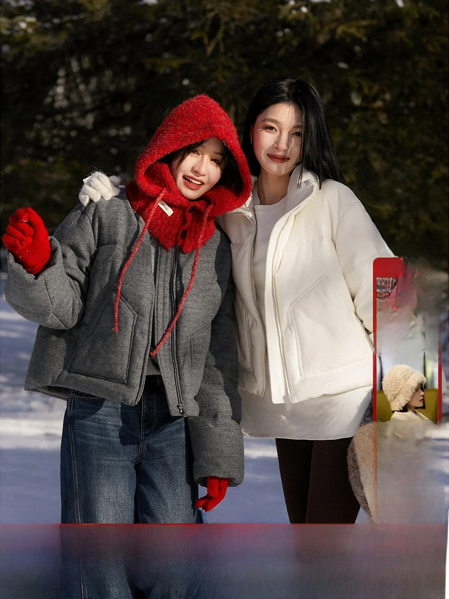 

Куртка-пуховик XiaoHanGe Double Core Series с воротником-стойкой, модная, теплая, из шерстяной ткани, с наполнителем из 95% белого гусиного пуха, новинка