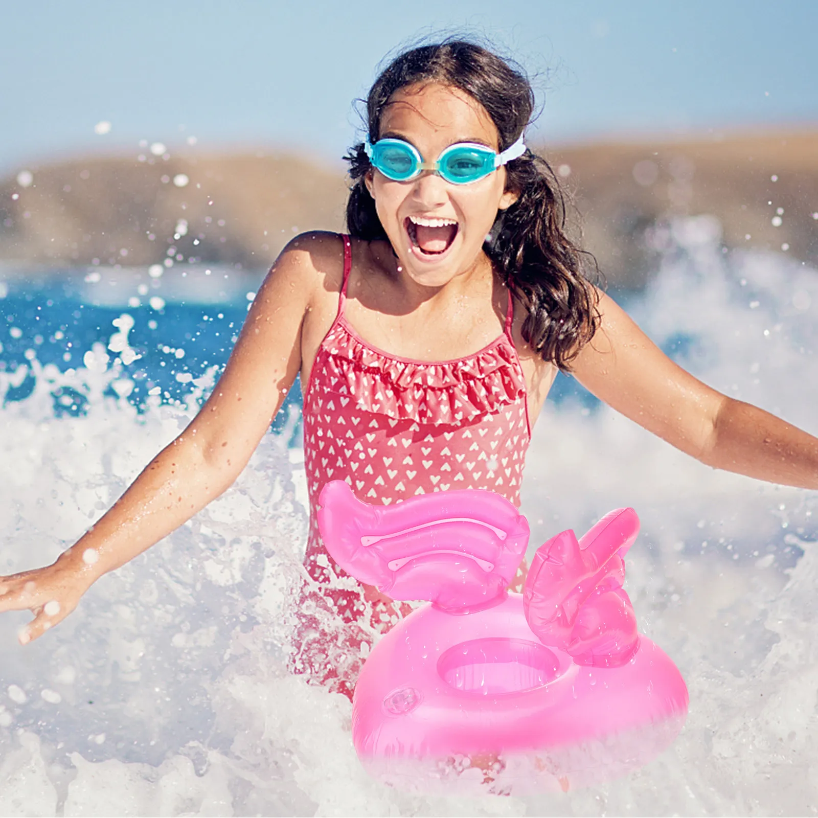 4 Stück aufblasbare Getränkehalter im Cartoon-Engel-Design, schwimmende Tassenmatten für den Pool, wiederverwendbar, Zubehör für Sommer-Pool-Partys