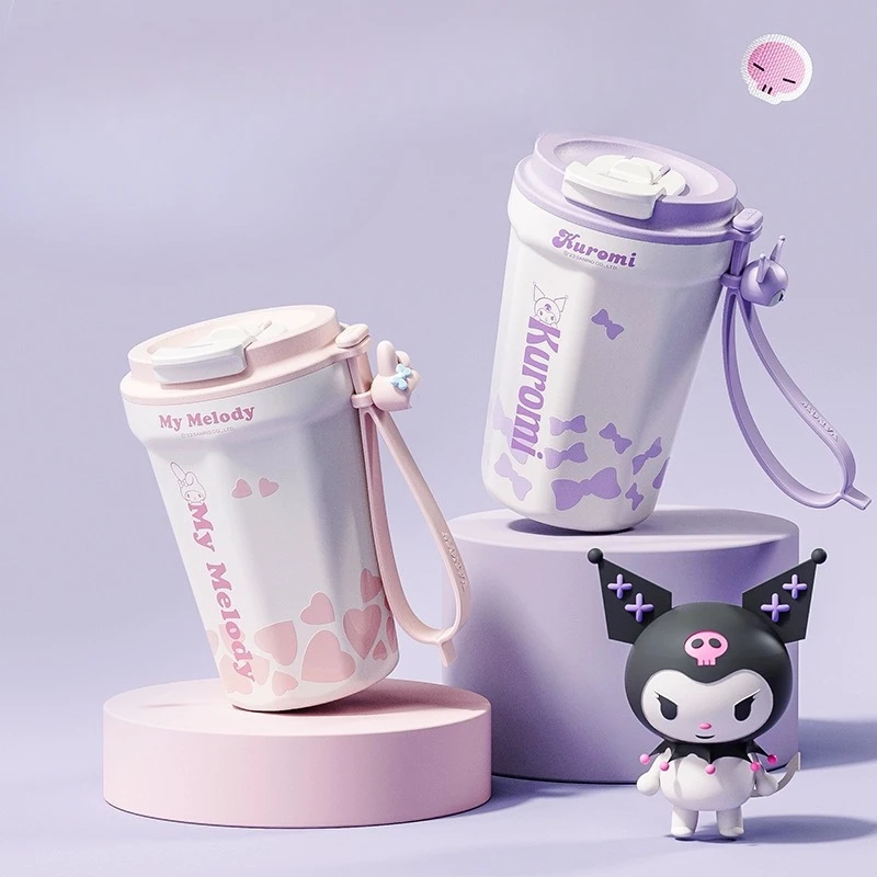 Sanrio Melody Thermos Cup Cute Large Capacity Thermal Insulation Straw Kulomie Birthday Gift Coffee Cup