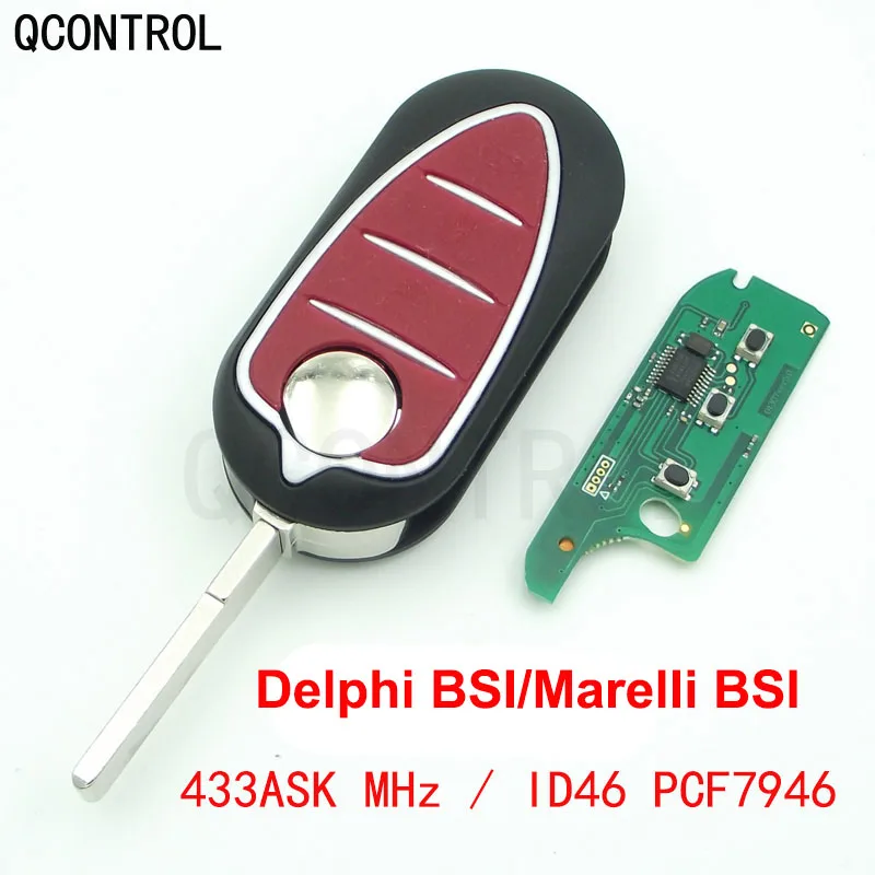 QCONTROL Remote Flip 3 Buttons Car Key Fob For Alfa Romeo Mito 2008-2015 Giulietta 2010-2016 433Mhz ASk ID46-7946 Auto Keys