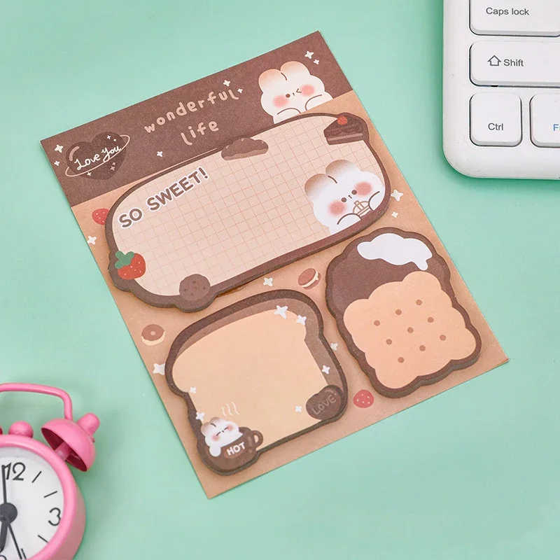 4 Piece Cartoon Adhesive Cute Animals Notes Notepad Memo Pad Stationery Sticker