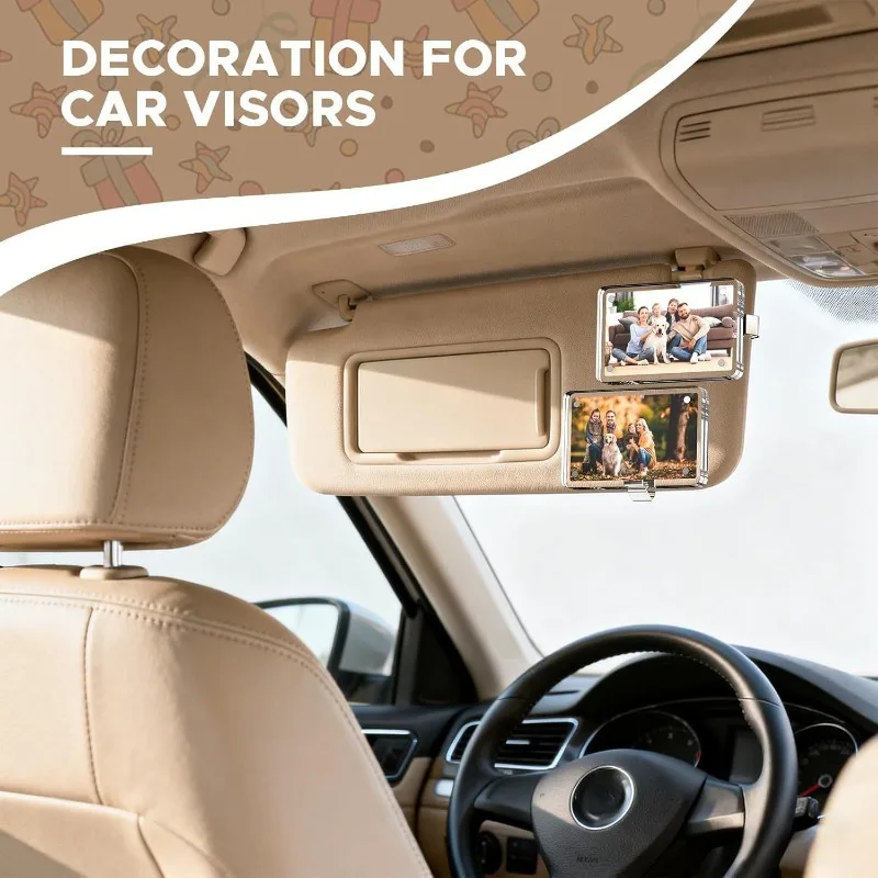 Auto-Sonnenblenden-Magnethalter für Fotos, Acryl-Fotohalter für Kühlschrank, Notizhalter, Fotoaufbewahrungsrahmen, Auto-Innenausstattung – Detail 3