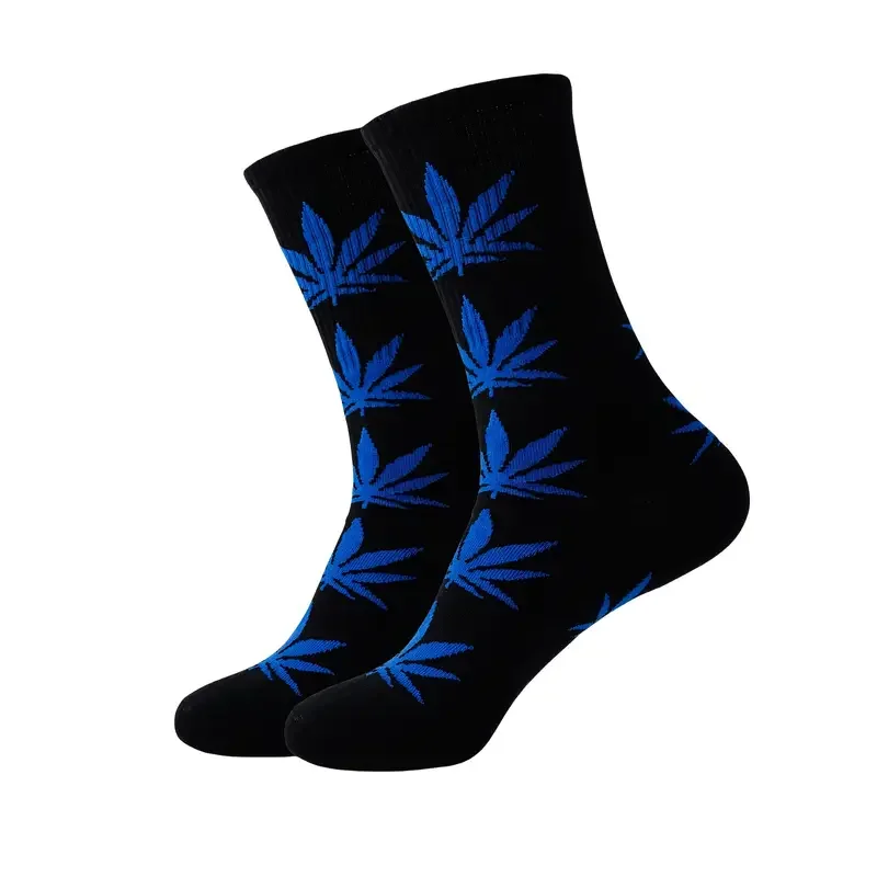 10 คู่สุ่มผสมสี Maple Leaf สไตล์ผู้ชายกลางถุงเท้านุ่มและ Breathable กลางแจ้ง Street สเก็ตบอร์ดถุงเท้า