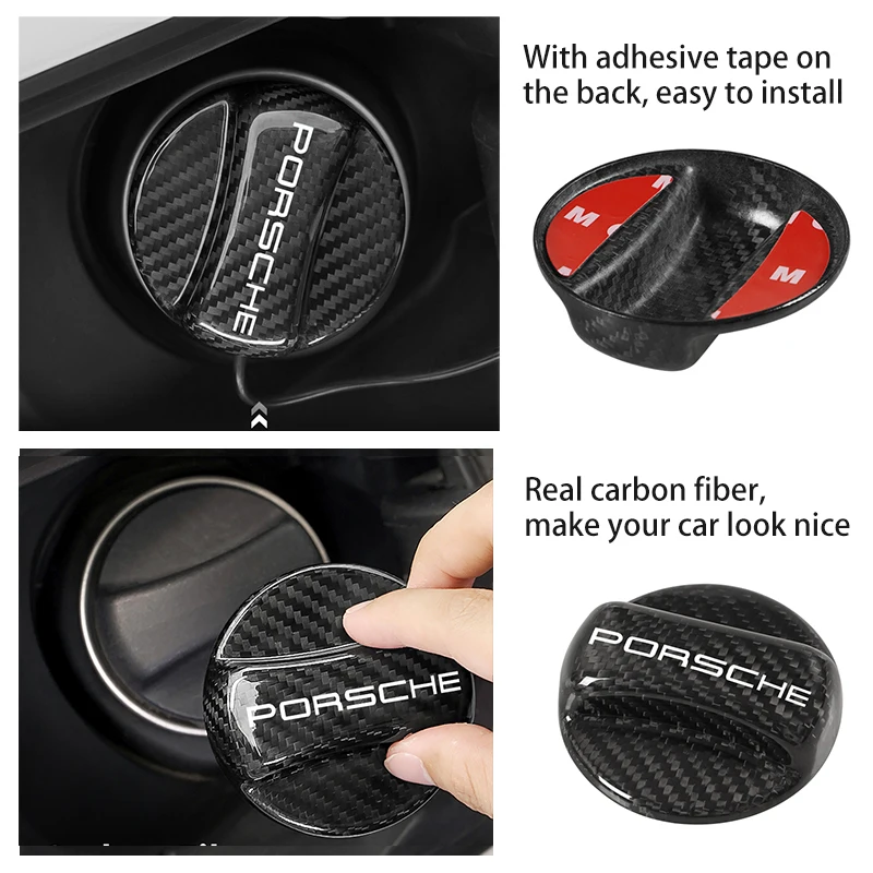 Real Carbon Fiber Car Fuel Tank Cap Cover Sticker Auto Tank Luxury Exterior Decoration For Porsche Cayenne Macan Panamera 718