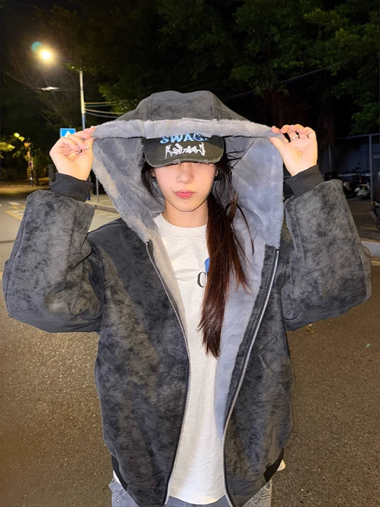 

Куртка унисекс из искусственной кожи и хлопка с эффектом тай-дай, утепленная флисом, плотная, для молодежи, зимняя, модная