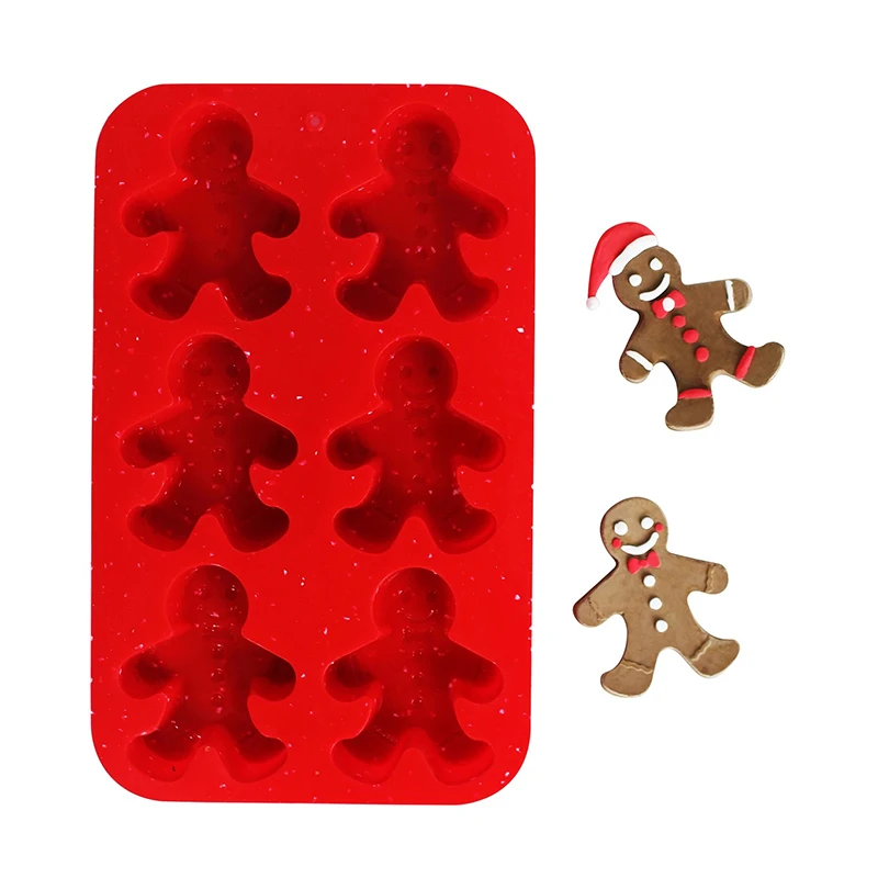 Christmas Gingerbread Man Mold Silicone Cake Mold Six Link Silicone Baking Mold Jelly Chocolate Wax Bottle Sugar Mold