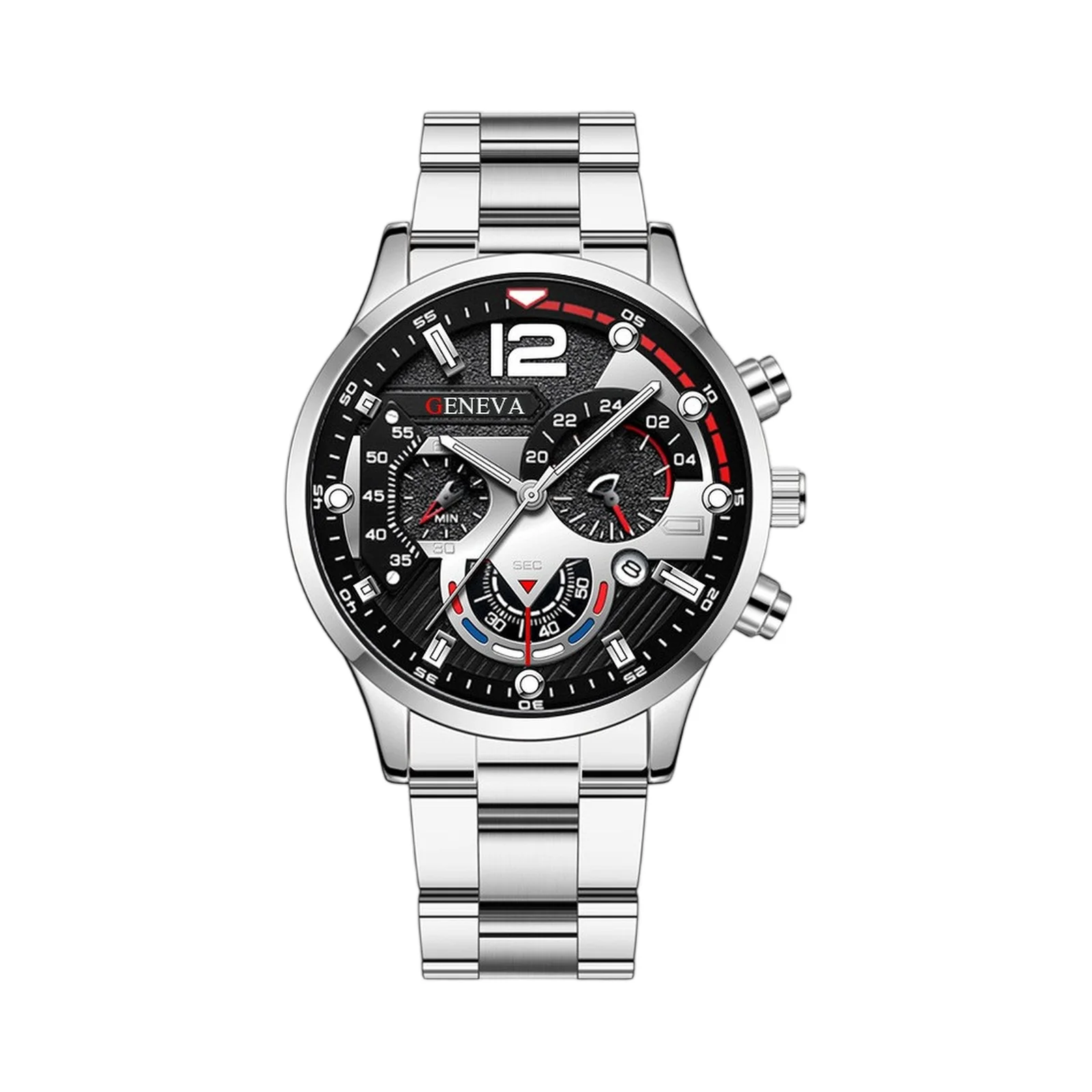 Mens Business Dress Watch Fashion Stainless Steel Office Professional Waterproof Chronograph Luxury Wristwatch Gift for Men