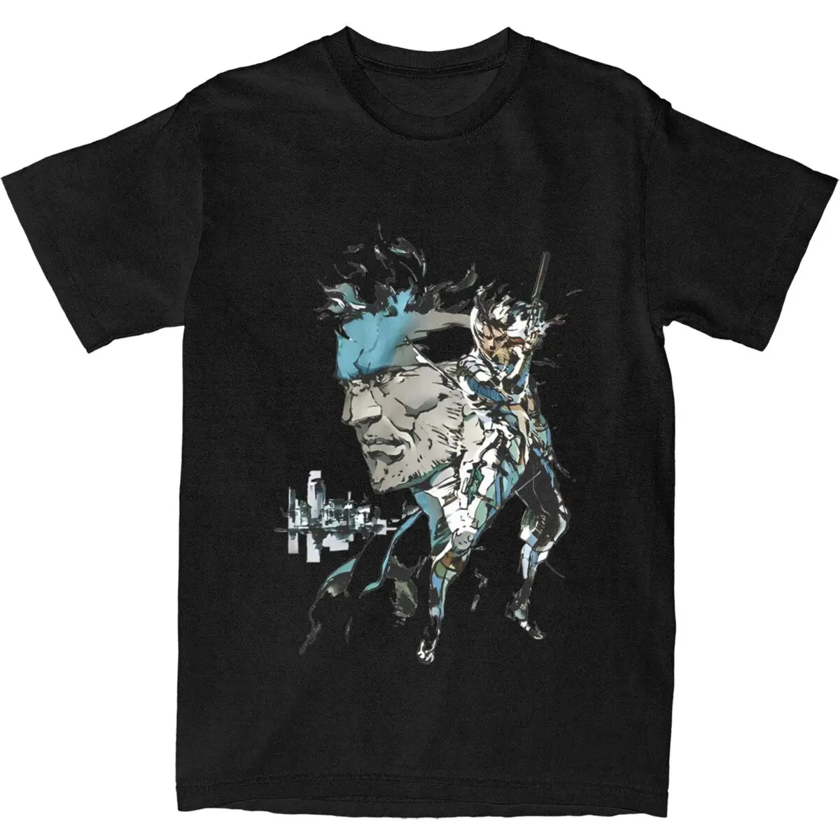 Metal Gear Solid Snake & Raiden T-Shirt Summer Game Vintage T Shirts Cotton Hippe Tshirt For Men's Short Sleeves Casual Top Tees