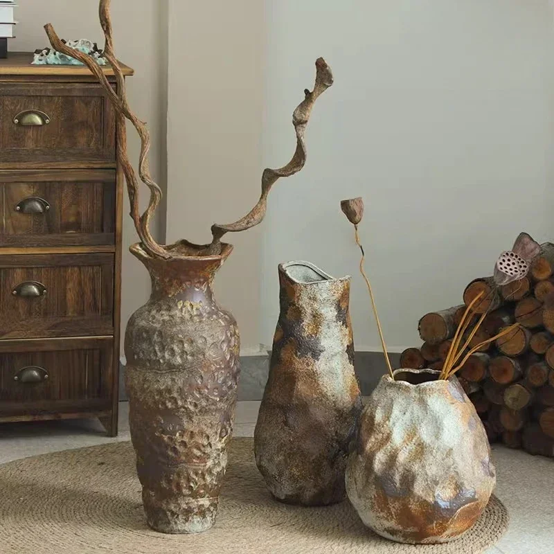 Ornament ceramic vase coarse pottery vase flower arrangement waking flower bucket