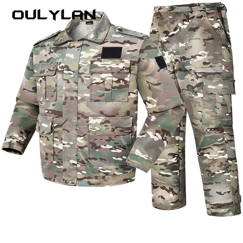 Camouflage Suit Husband Work Wear Suit Spring Autumn Thin Camouflage Clothing Sets  Men Training Work Uniform