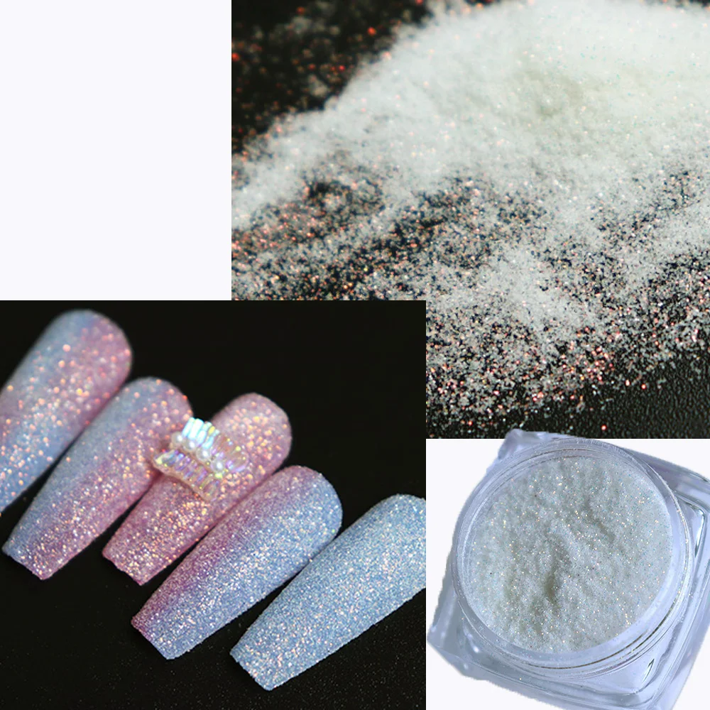 Świąteczny czarno-biały flokowany cukrowy brokat do paznokci w proszku 2g opalizujący cukier lśniący proszek drobny efekt brokatu brokatowy pigment