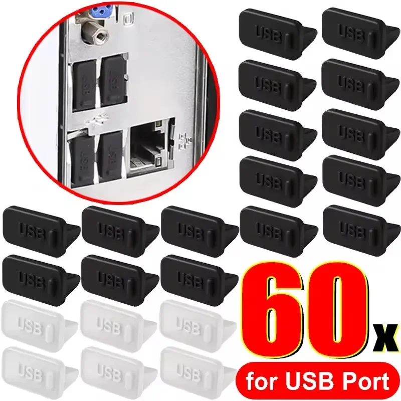Protetor de Poeira para Porta de Carregador USB-A - Tampa de Silicone Universal à Prova de Poeira para Portas USB-A de PC, Notebook e Laptop
