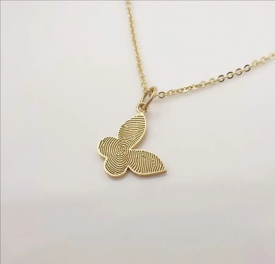 Custom Butterfly Necklace Custom Gift For Her Personalized Fingerprint Necklace Custom initial Charm Gift For bridesmaid