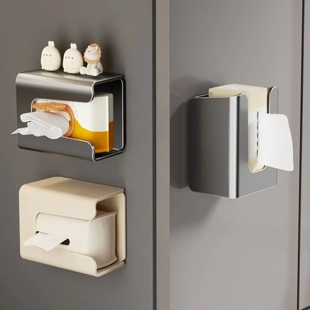 

Настенный ящик для хранения салфеток большой емкости, водонепроницаемый магнитный контейнер для хранения без перфорации, многофункциональный