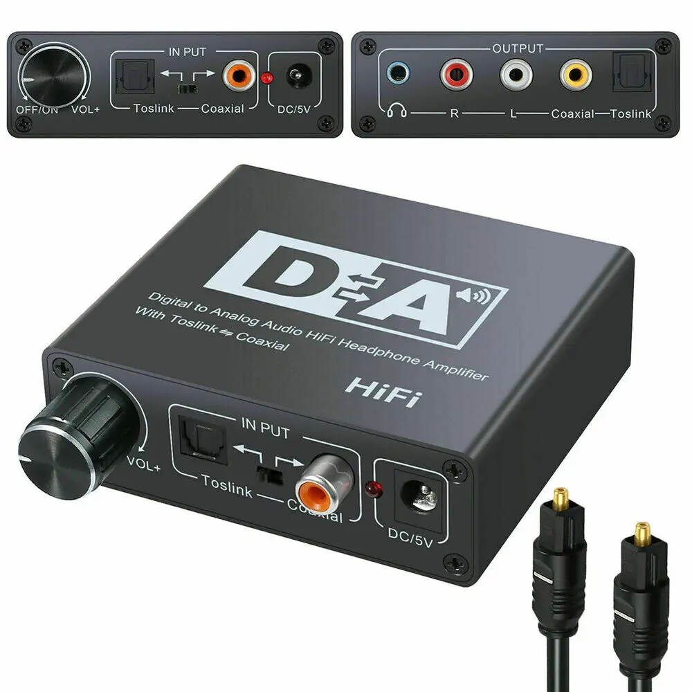 

Hifi DAC Amp Digital To Analog Audio Converter RCA 3.5mm Headphone Amplifier Toslink Optical Coaxial Output dac 24bit