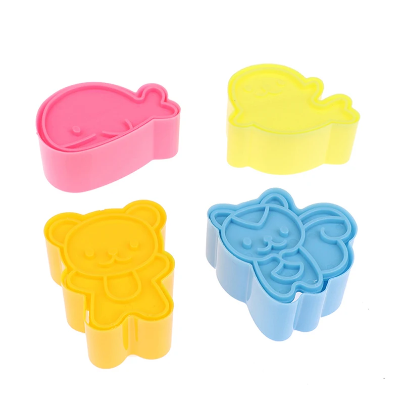 4Pcs/Set Cute Samll Dolphin Samll Seal Squirrel Bear Sandwich Cookie Mold Cutters Cutter Cookie Cake Decorating Moulds Tools