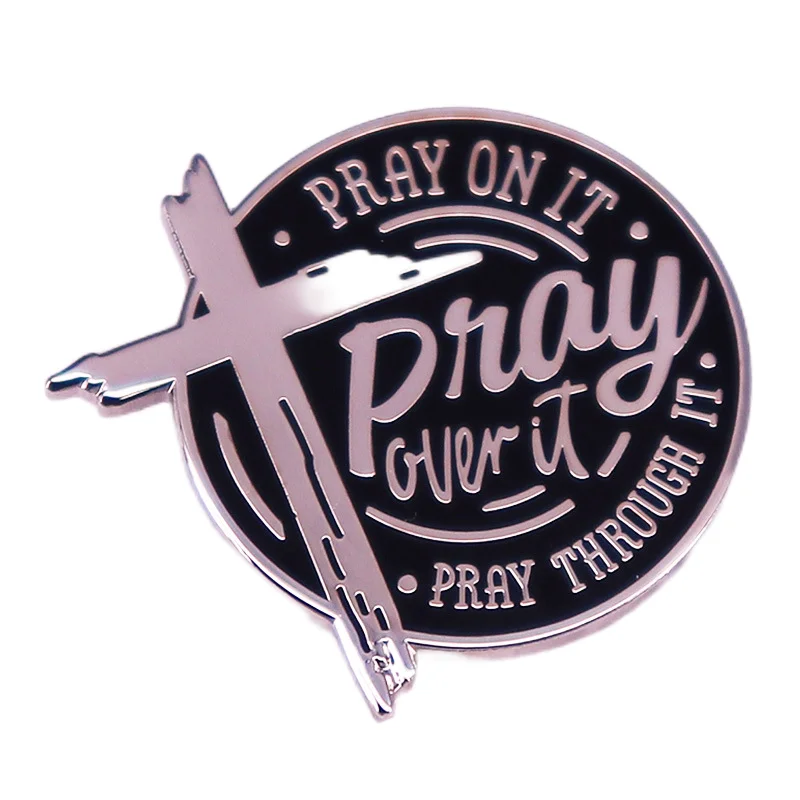 Pray For It Brooch Cross Badge Accessories