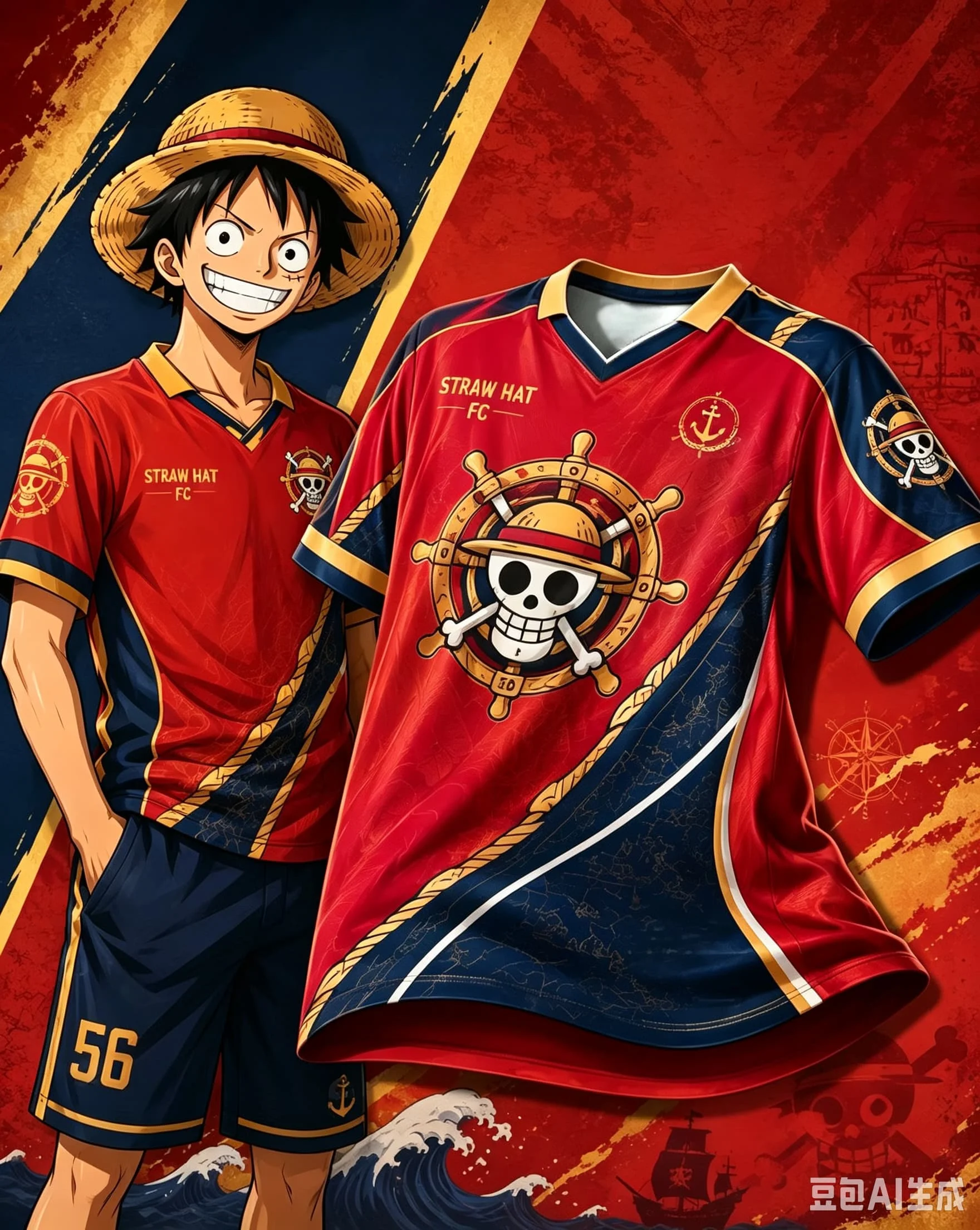 2027 One Piece Luffy Gear 5 Soccer Jersey Unisex Anime Quick Dry Short Sleeve Football Shirt  Sport Street Tee Family Matching