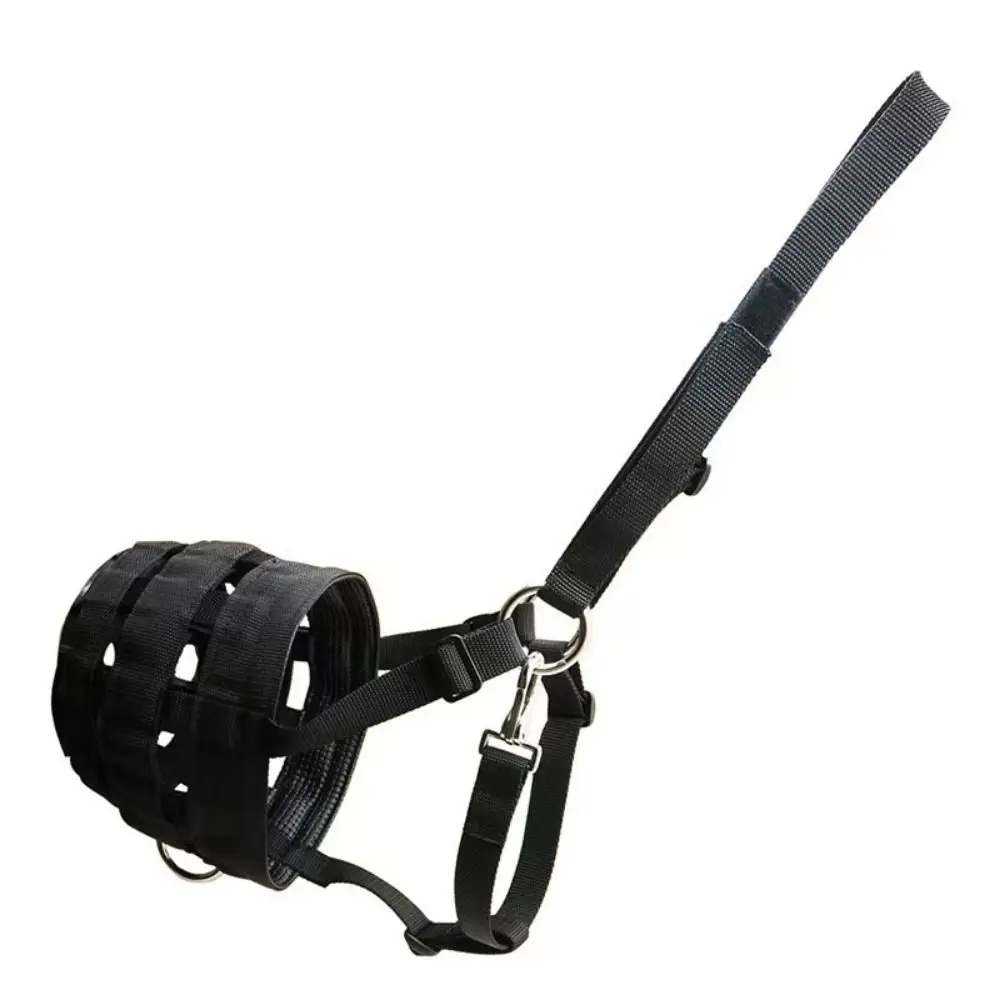 Nylon Webbing with Alloy Buckles Horse Grazing Muzzle Easy Breatheable Design Black Color Anti Biting Muzzle Adjustable Fit