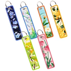 Retro Flowers Embroidery Key Fobs Key Tag Keychain For Motorcycles Cars Backpack Chaveiro Fashion Key Ring Accessories Gifts