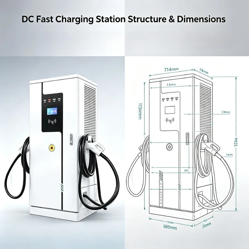New Portable DC EV Fast Charger Station 100KW  with Cable Management System Floor Type Outdoor Commercial Grade