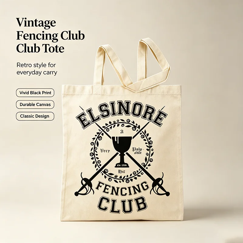 Elsinore Fencing Club Theme Tote Bag Large Capacity Multifunctional Shoulder Bag Commuting Hamlet Beige Reusable Shopping Bag