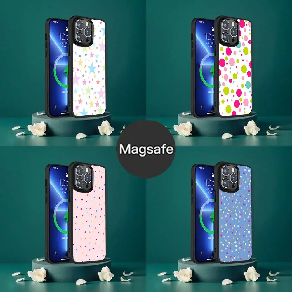 

Colorful polka dot stars Phone Case For iPhone 17,16,15,14,13,12,11,Pro,Max,Plus,Mini,SE4,E Magnetic Magsafe Wireless Charging