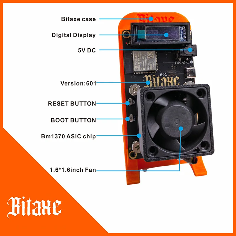 أحدث جهاز تعدين بيتكوين مفتوح المصدر لعام 2025 من Bitaxe Gamma 601 1.2TH/s مع مصدر طاقة