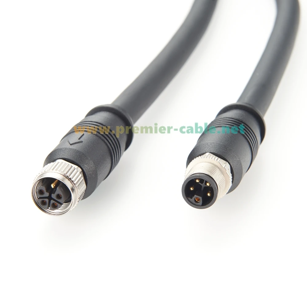 M12 L-Coded 5Pin 4+PE Male to Female Connector Extension Cable Profinet Power Supply High Flex Drag Chain IP67 Waterproof Cable