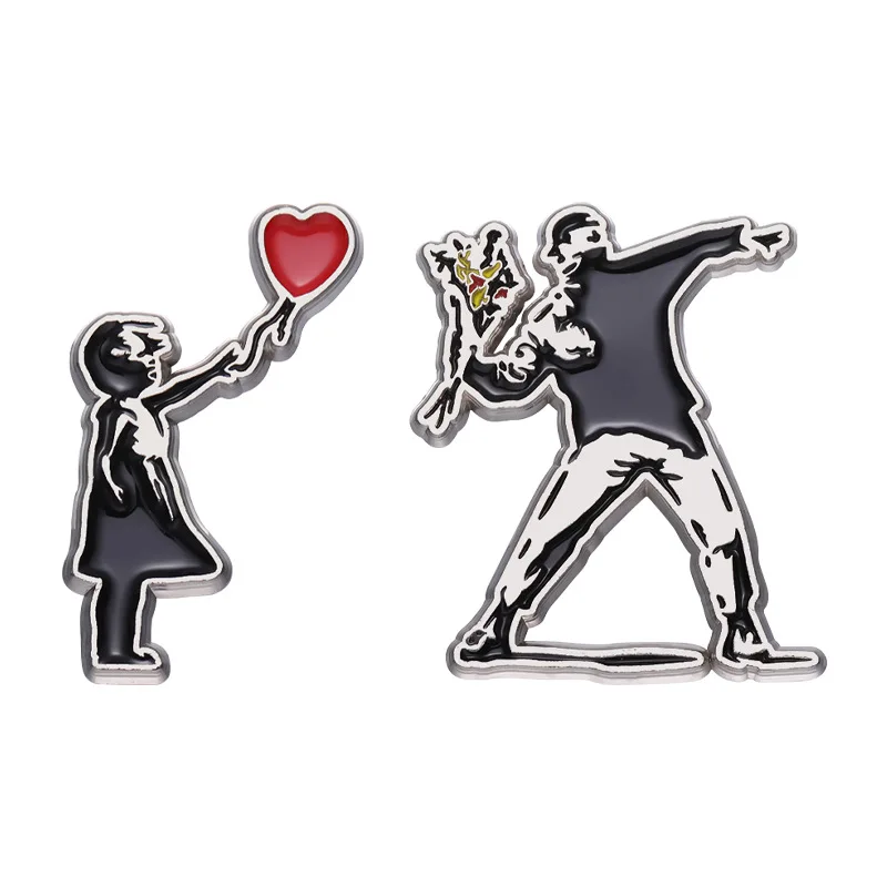 Retro music band Enamel Pins Creative Children's Red Love Balloon Metal Brooch Backpack Lapel Badges Jewelry Gift Friends
