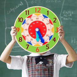 Orologio in legno Montessori per bambini Giocattoli Apprendimento del tempo Sussidi didattici Giocattoli educativi per bambini Giocattolo da tavolo intelligente per la scuola primaria