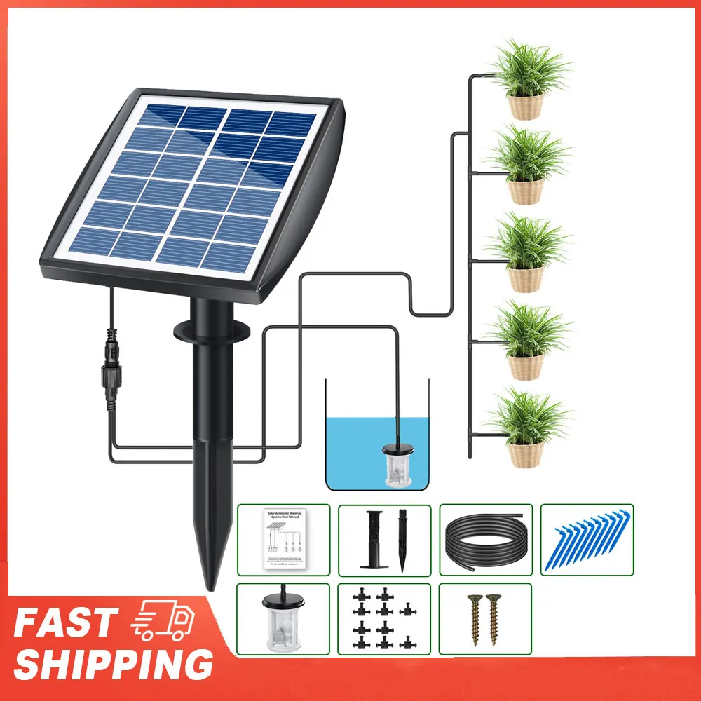 نظام الري التلقائي بالطاقة الشمسية 6 وضع الموقت إنذار تلقائي للنباتات الشمسية طقم الري بالتنقيط لحديقة فناء الشرفة