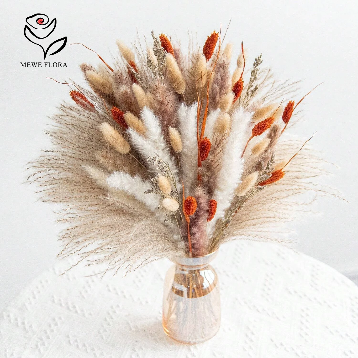 Mixed Natural Preserved Flowers Bouquets Fluffy Dried Pampas Bunny Tail Grass for Boho Country Party Autumn Home Decoration