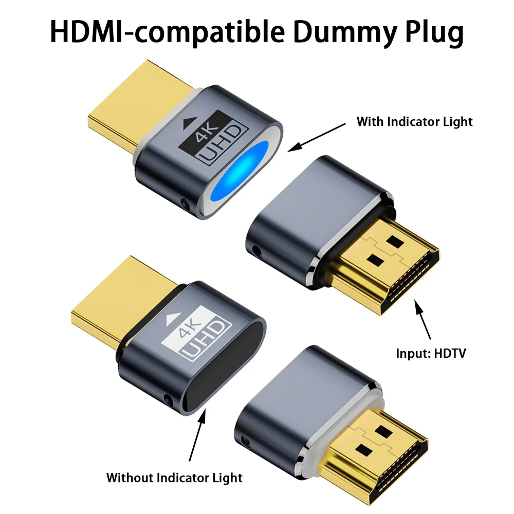 4K HDR Virtual Monitor EDID Display Emulator HDMI-compatible Dummy Plug Headless Ghost Adapter Supports up to 4K@60Hz 1080@120Hz
