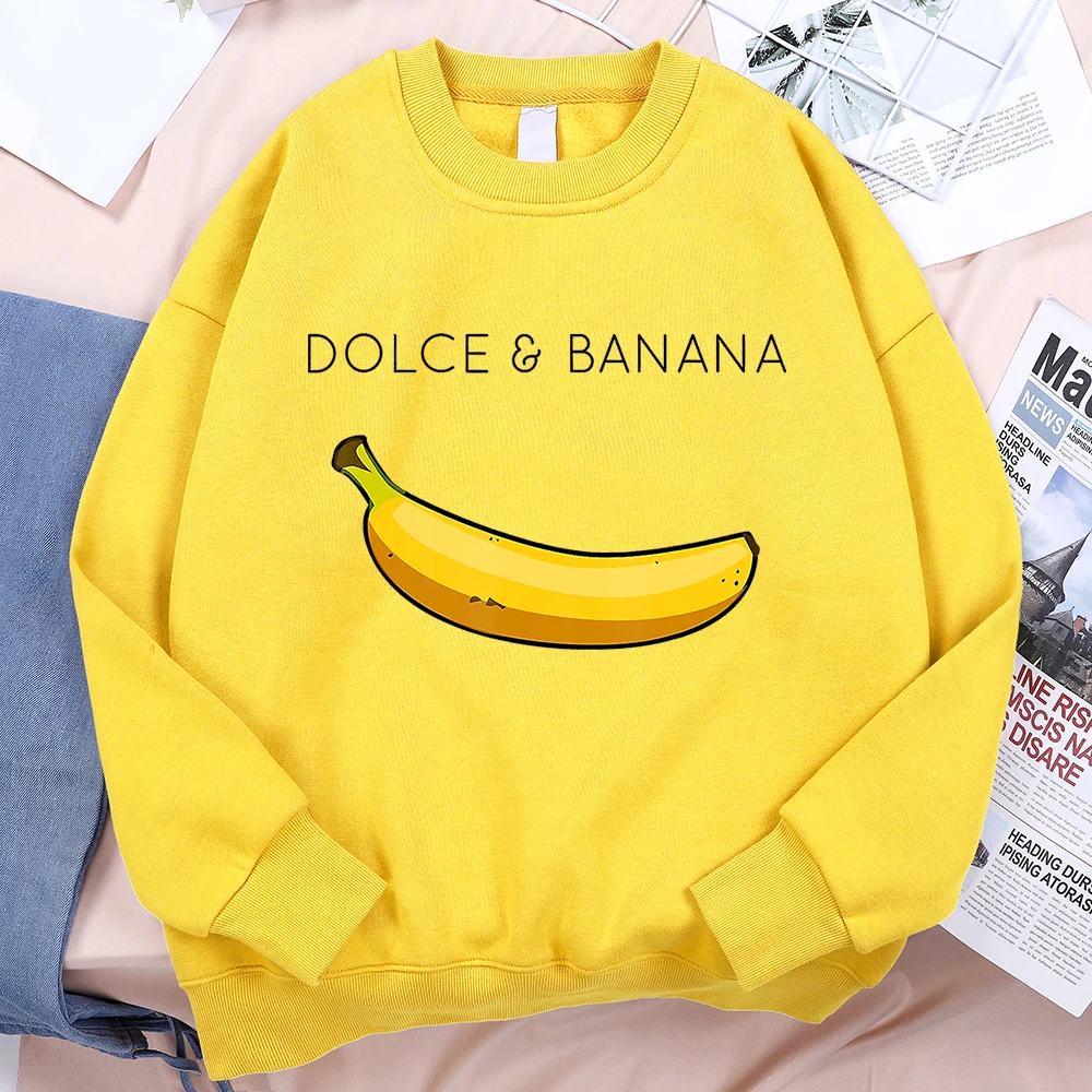 Interesting Yellow Banana Men Women Hoodies O-Neck Loose Sweatshirt Anime Autumn Comfortable Clothing Cartoons Fleece Hoodies