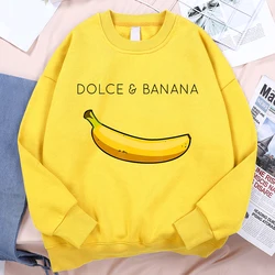 Interesting Yellow Banana Men Women Hoodies O-Neck Loose Sweatshirt Anime Autumn Comfortable Clothing Cartoons Fleece Hoodies