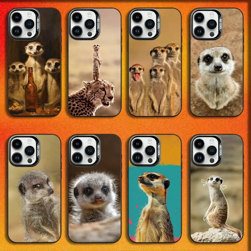 

Leopard Funny Lovely Meerkat Phone Case For iPhone 16,15,14,13,12,11,Mini,Pro,E,MAX Black Candy Matte Shockproof Cover