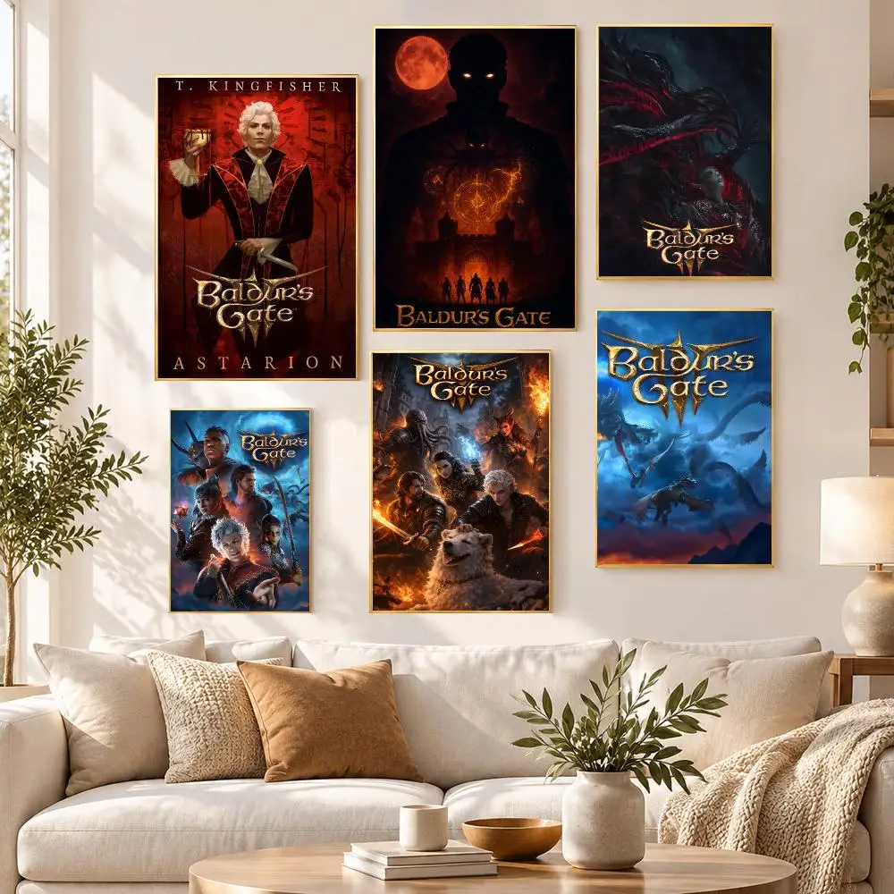 Game Gaming Fantasy Baldurs Gate 3 Poster HD Waterproof PP Self Adhesive Aesthetic Bedroom Dorm Gaming Room Home Decor Gift